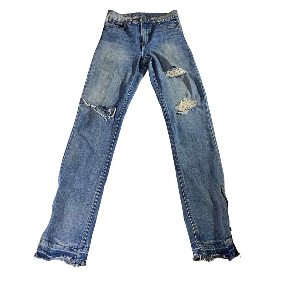 Revice Zipper Distressed Skinny Jeans